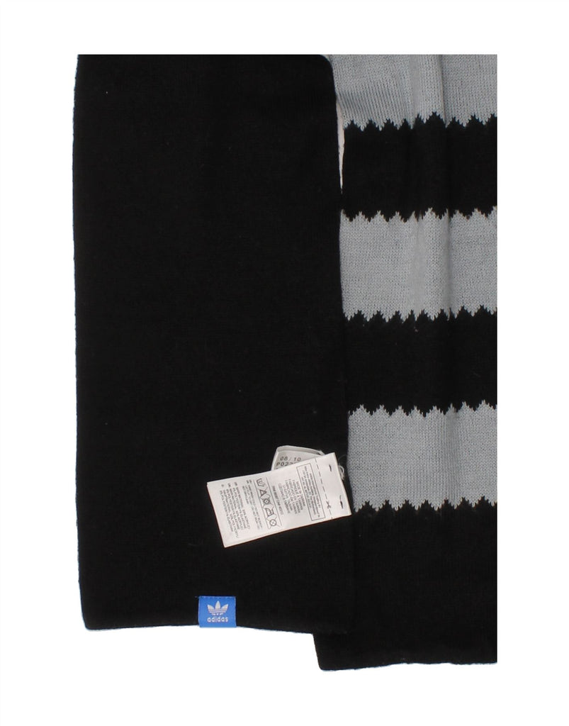 ADIDAS Boys Rectangle Scarf One Size L65 Black Striped Acrylic Classic Vintage Adidas and Second-Hand Adidas from Messina Hembry 
