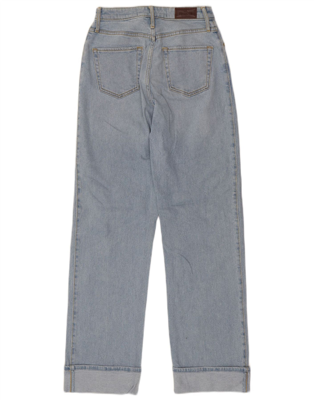 HOLLISTER Calça jeans reta feminina de cintura alta W25 L31 algodão azul