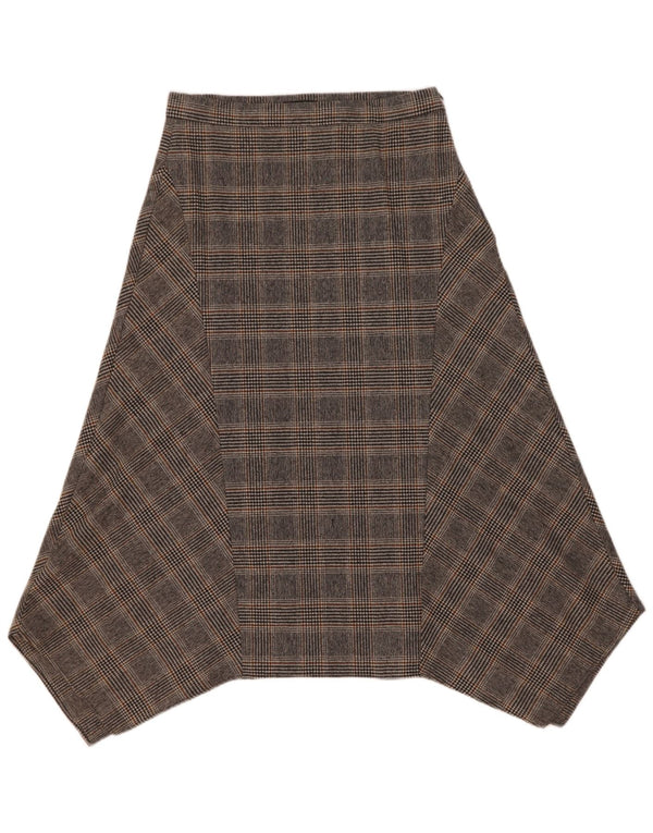 Saia assimétrica feminina Massimo Dutti EU 40 médio W30 lã xadrez cinza
