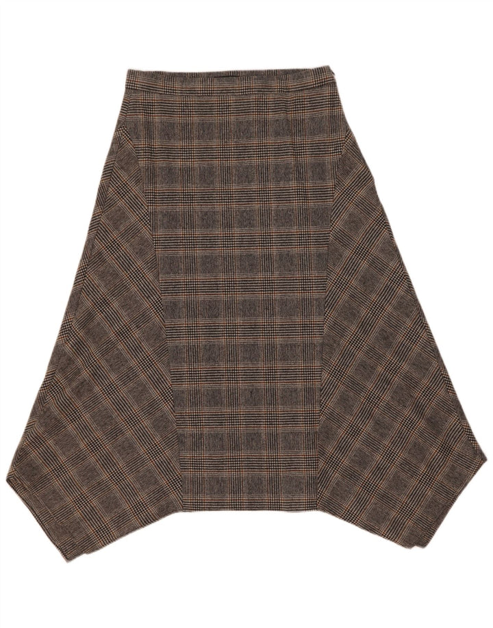 Saia assimétrica feminina Massimo Dutti EU 40 médio W30 lã xadrez cinza