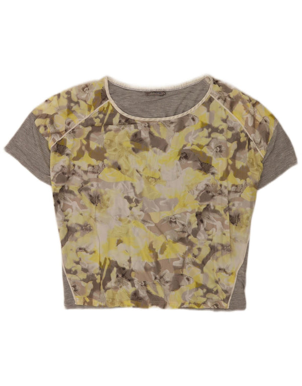 Camiseta feminina estampada Calvin Klein Jeans UK 14 cinza médio floral