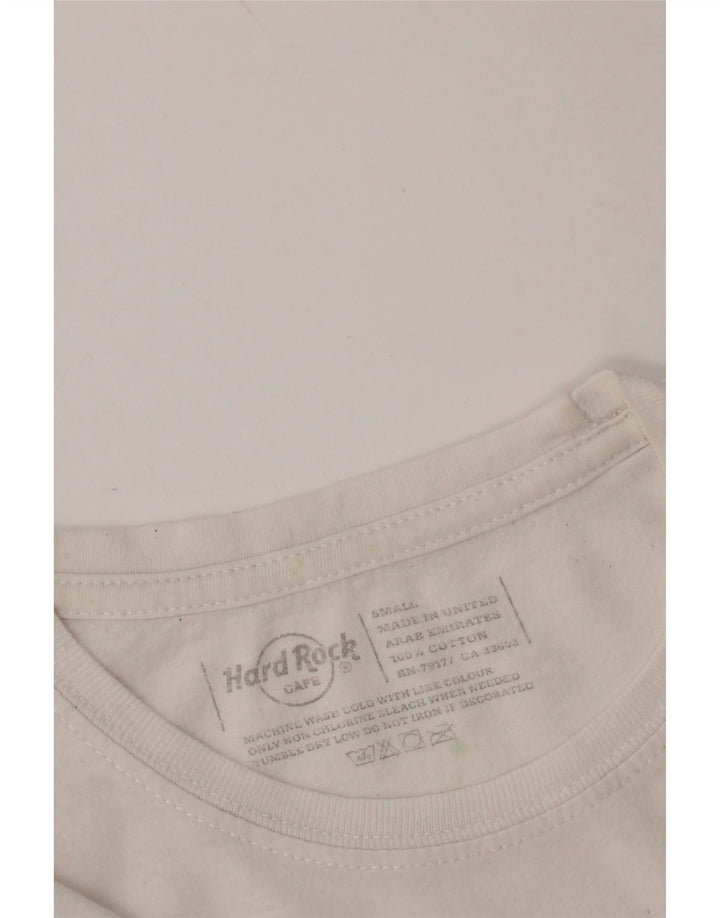 Camiseta feminina HARD ROCK CAFE Paris com estampa gráfica Reino Unido 10 algodão branco pequeno