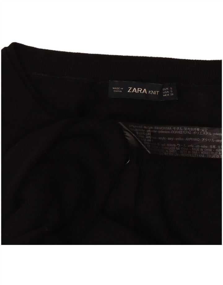 Suéter cardigã feminino Zara Reino Unido 10 pequeno modal preto