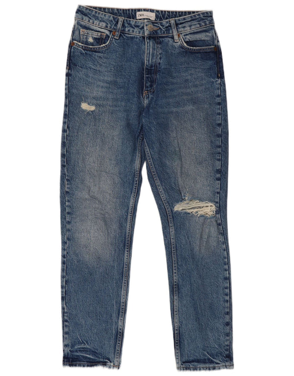 Zara Jeans femininos desgastados slim EU 40 médio W30 L27 azul