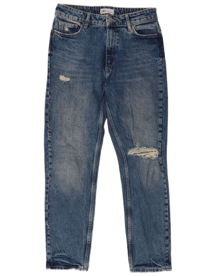 Zara Jeans femininos desgastados slim EU 40 médio W30 L27 azul