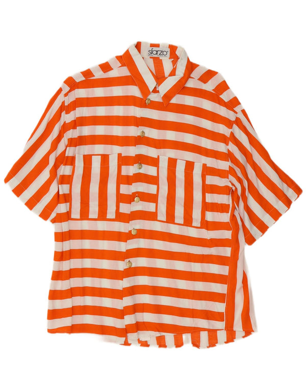 Sfarzo Womens Short Sleeve Shirt UK 14 Large Orange Striped
