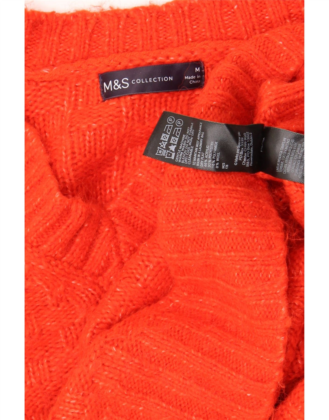 Suéter feminino Marks & Spencer grande com decote em V Reino Unido 14 médio vermelho