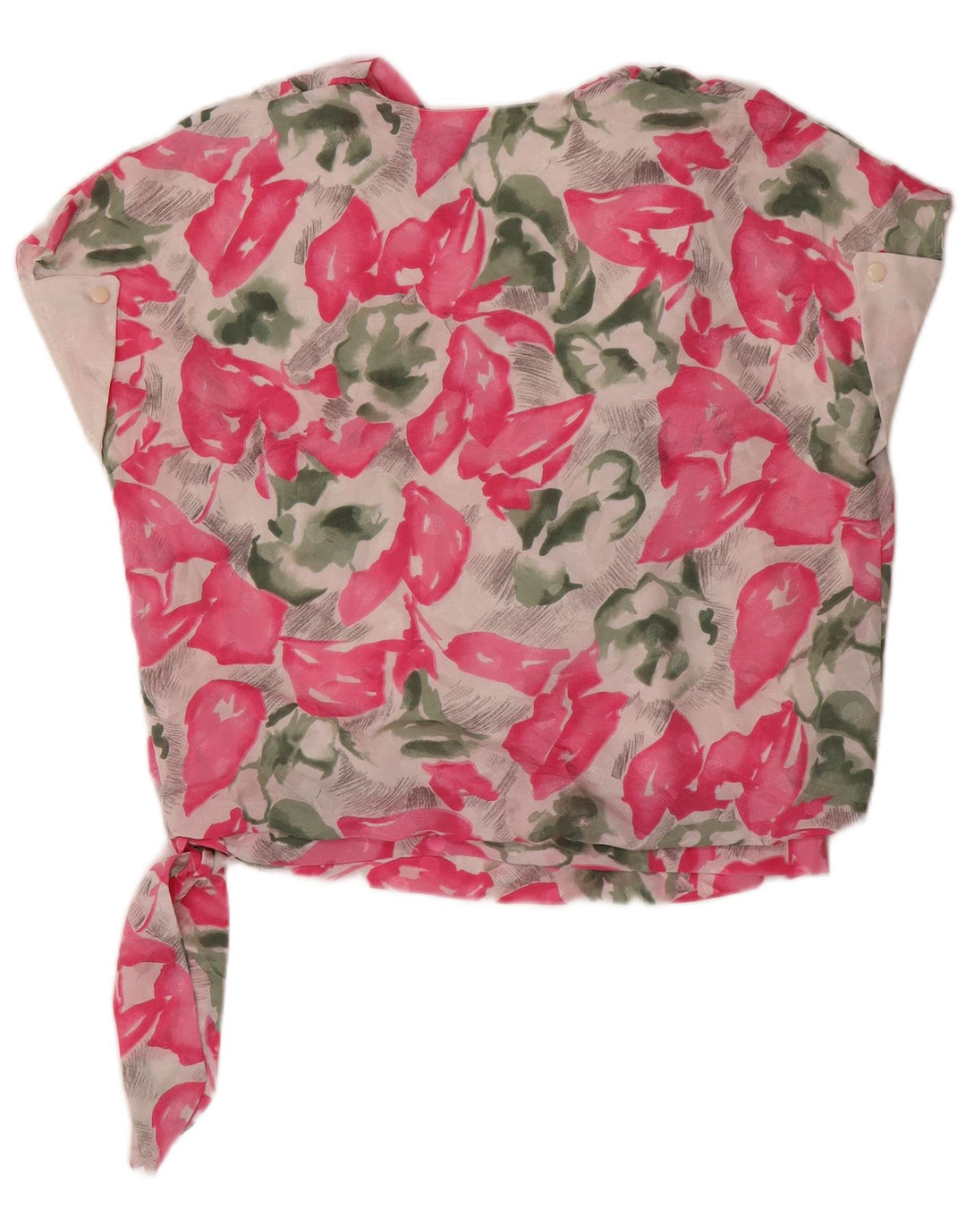 Blusa feminina VINTAGE Top IT 42 seda floral rosa médio