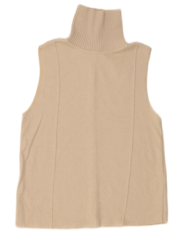 Zara Womens Vest Tank Top UK 14 Médio Bege Poliéster