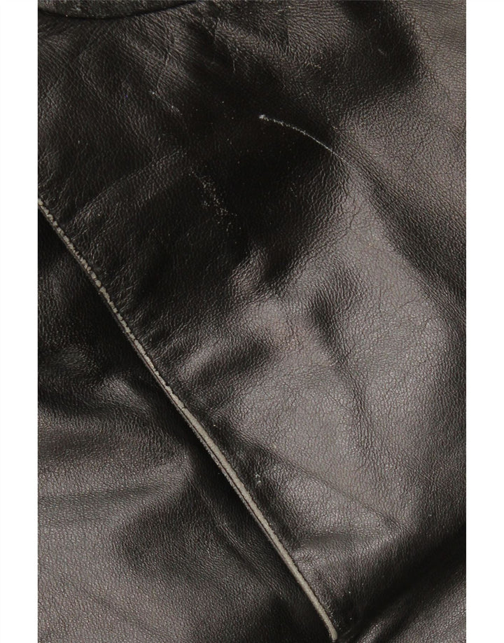 Jaqueta de couro militar masculina SCHILD Reino Unido 40 grande couro preto