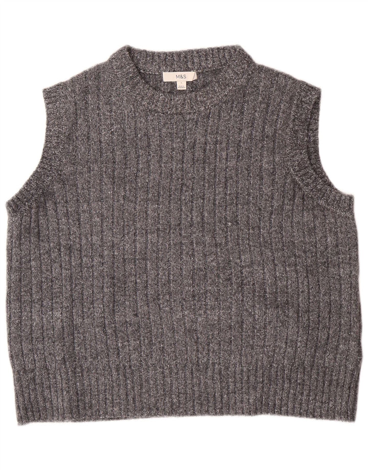 Regata feminina MARKS & SPENCER com colete curto Reino Unido 16 grande poliéster cinza