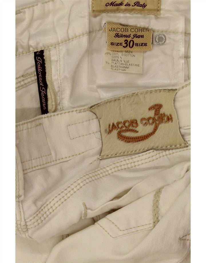 JACOB COHEN Womens Straight Casual Trousers W30 L28 Off White Cotton Vintage Jacob Cohen and Second-Hand Jacob Cohen from Messina Hembry 