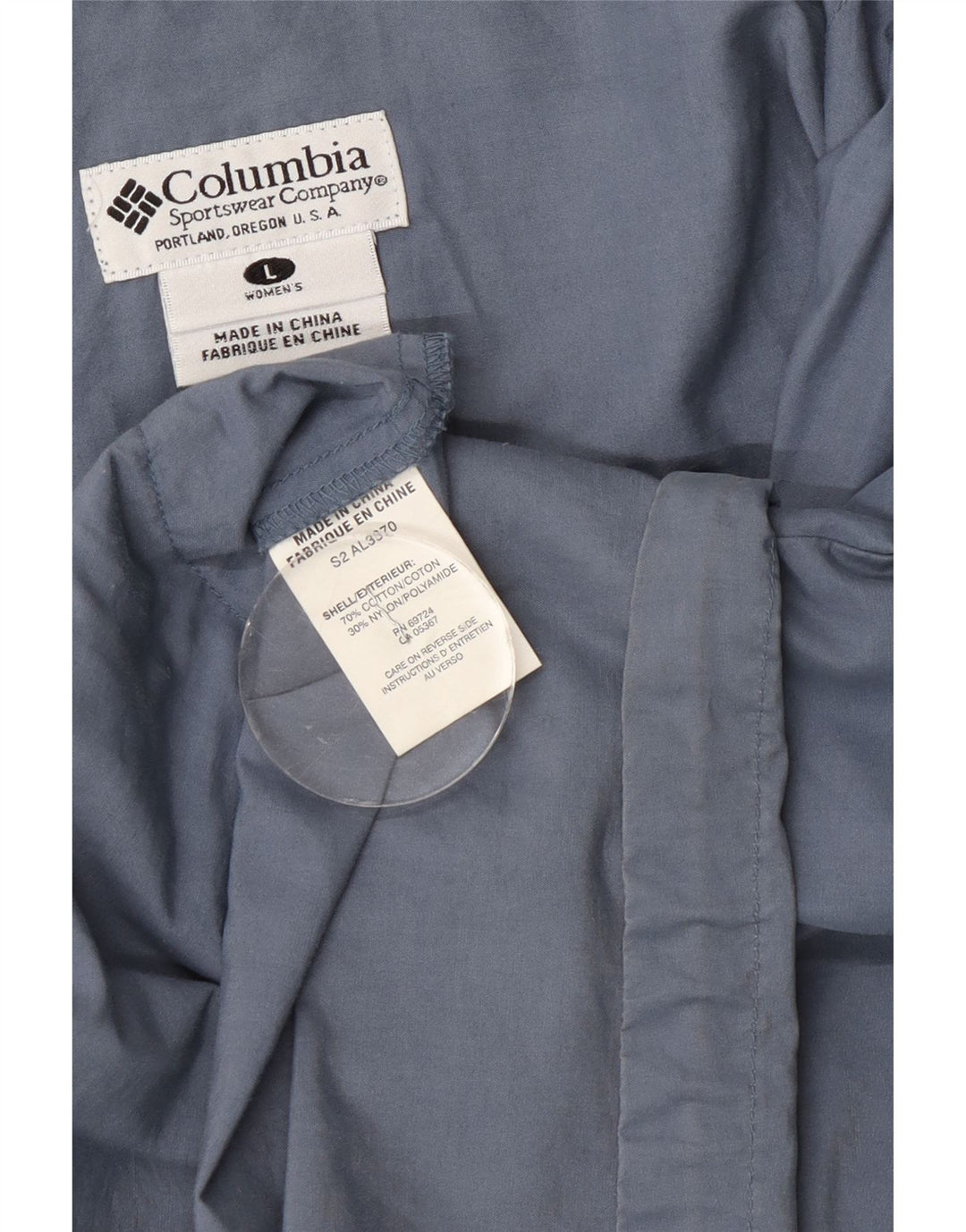 Jaqueta de chuva feminina com capuz Columbia UK 16 grande algodão azul