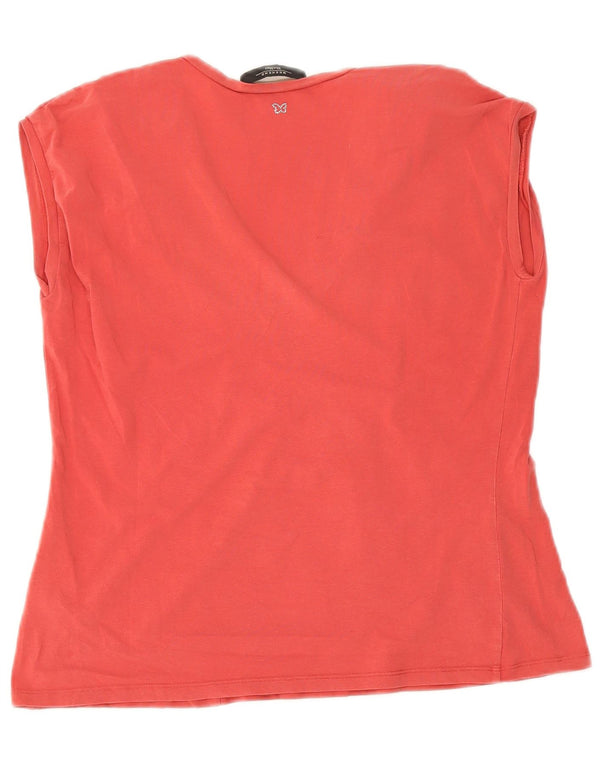 Max Mara Top feminino sem mangas para fim de semana Reino Unido 14 grande algodão vermelho