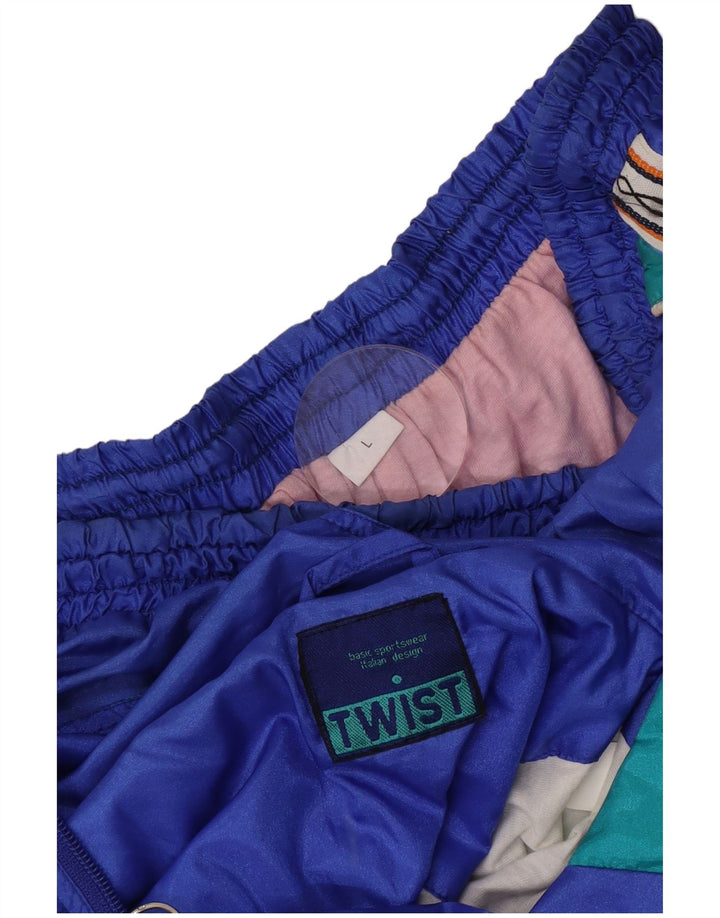 Fato de treino completo gráfico masculino vintage grande azul colorblock poliamida