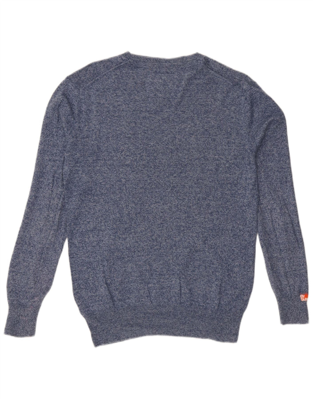 Suéter masculino Superdry com gola redonda e algodão manchado azul médio