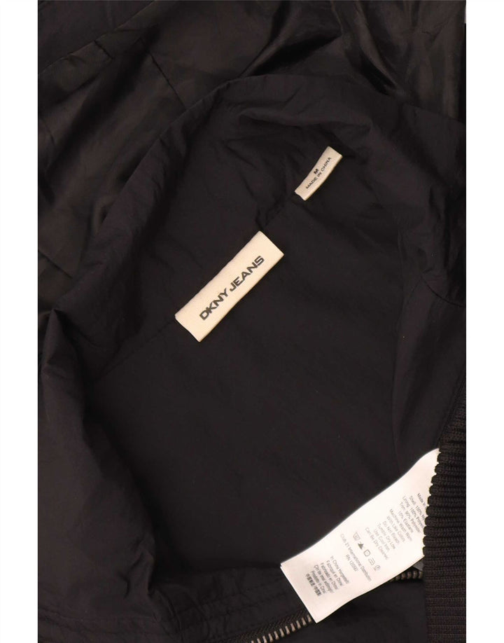 Jaqueta bomber feminina com capuz Dkny UK 14 médio preto nylon