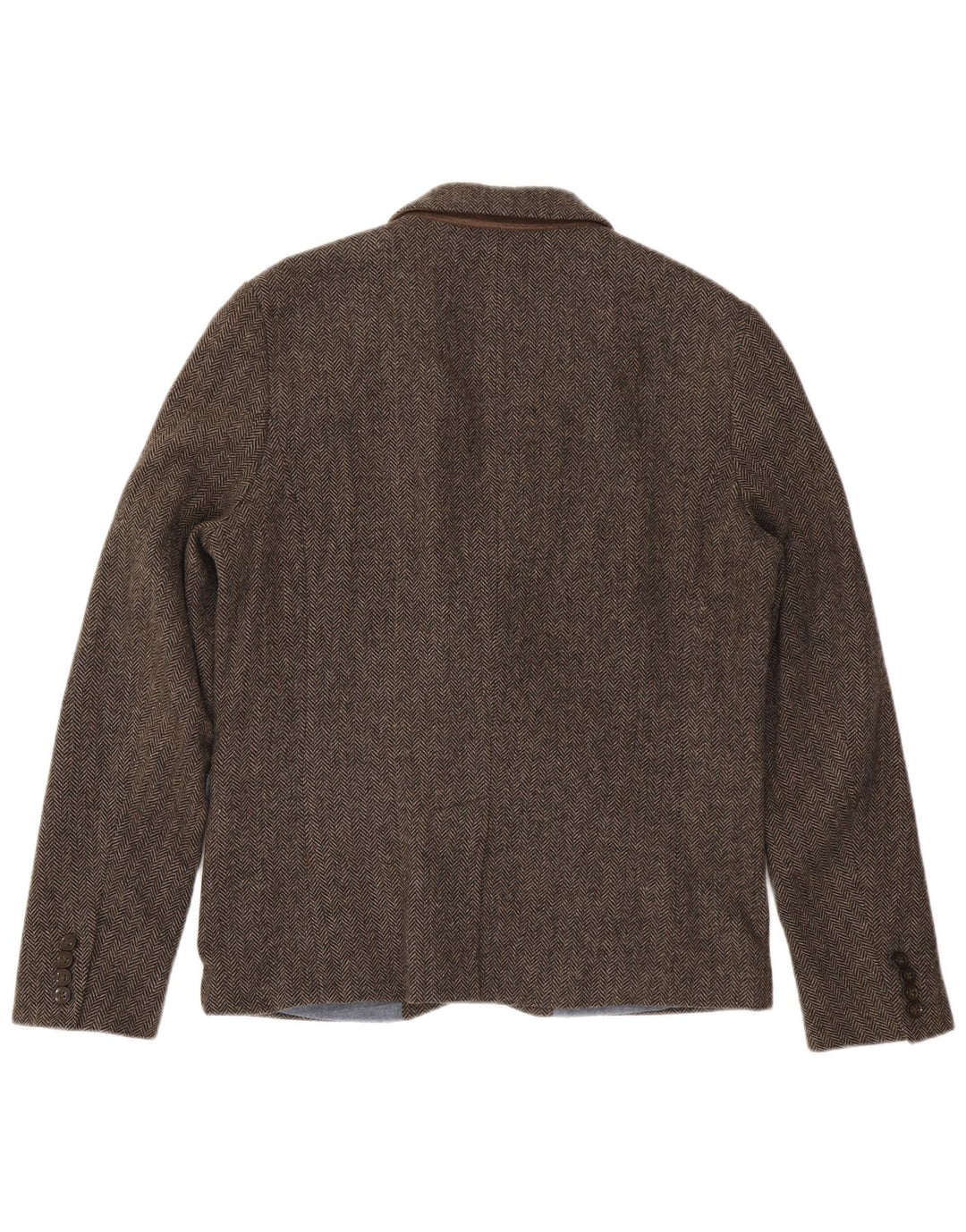 Jaqueta blazer masculina Superdry com 2 botões Reino Unido 44 2XL marrom espinha de peixe algodão