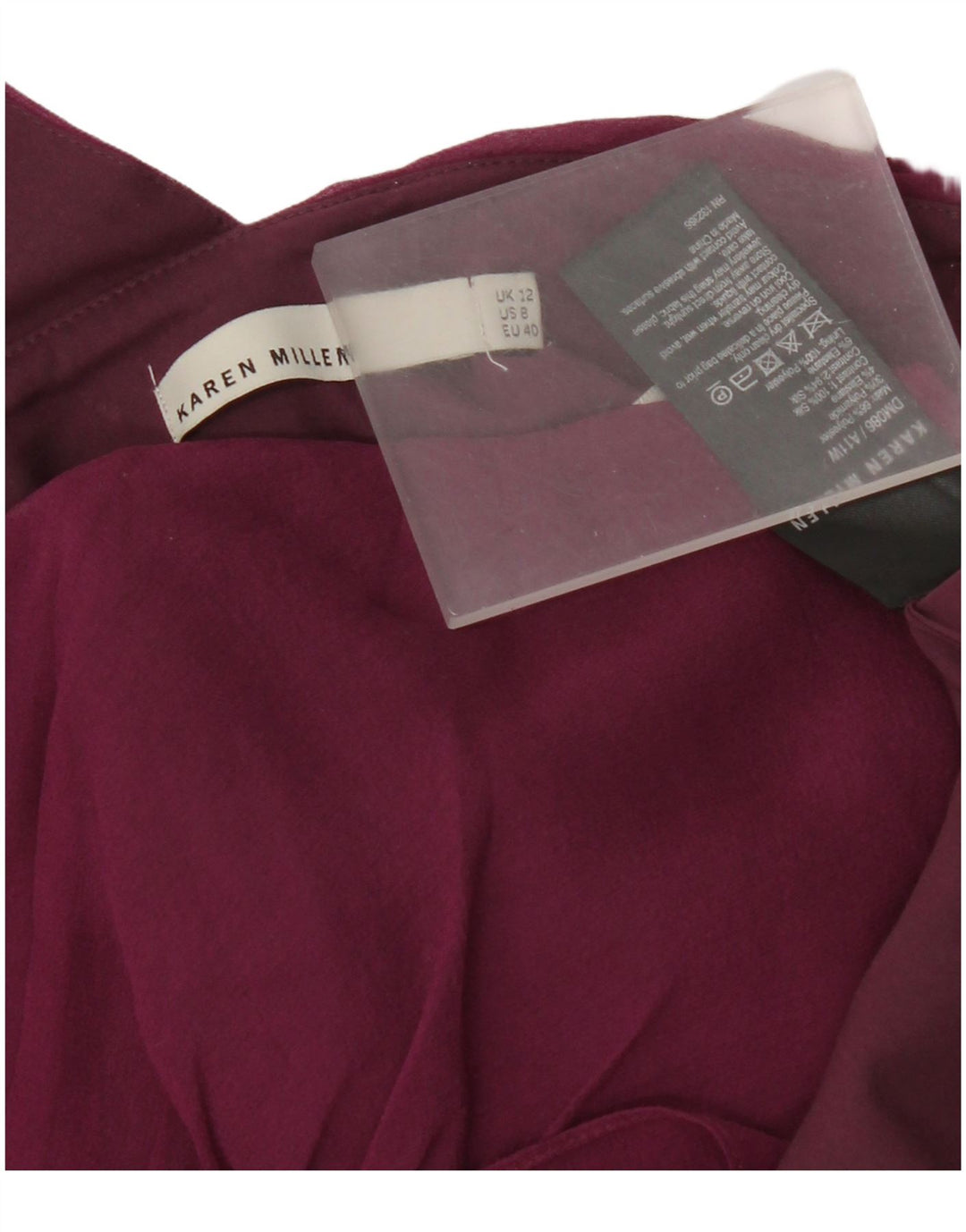 Vestido feminino Karen Millen de um ombro Reino Unido 12 poliéster roxo médio