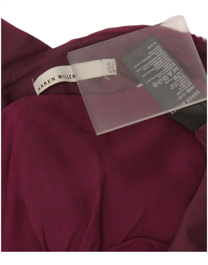 Vestido feminino Karen Millen de um ombro Reino Unido 12 poliéster roxo médio