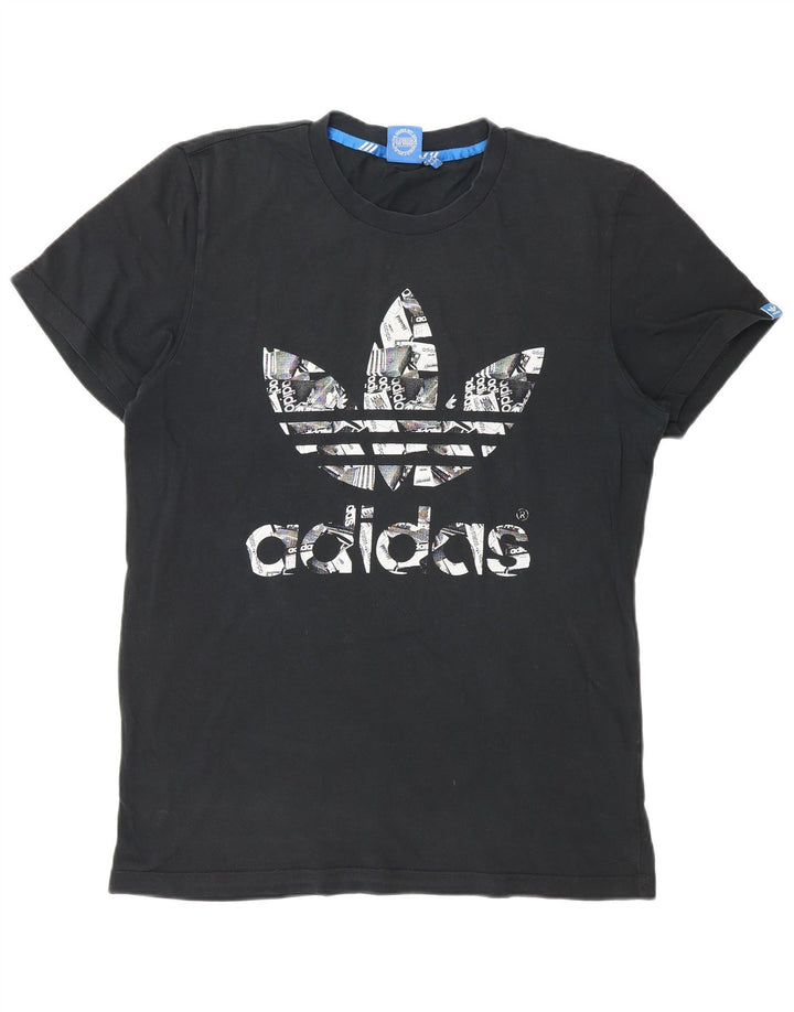 Adidas Mens Graphic T-Shirt Top Médio Algodão Preto