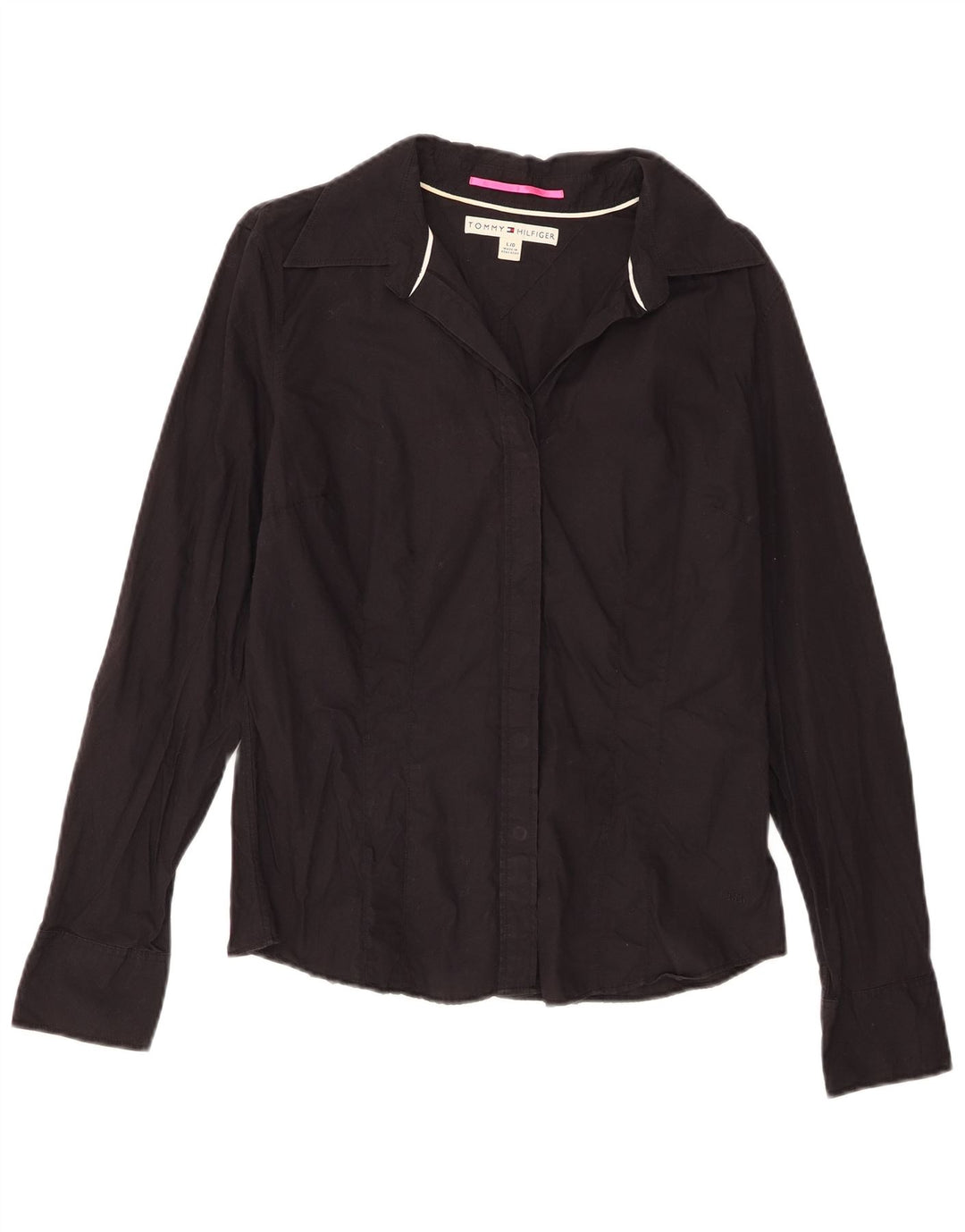 Camisa Tommy Hilfiger Feminina UK 14 Grande Algodão Preto