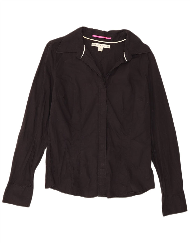 Camisa Tommy Hilfiger Feminina UK 14 Grande Algodão Preto