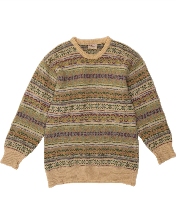 Suéter masculino MICHAEL ROSS com gola redonda e pequeno verde Fair Isle