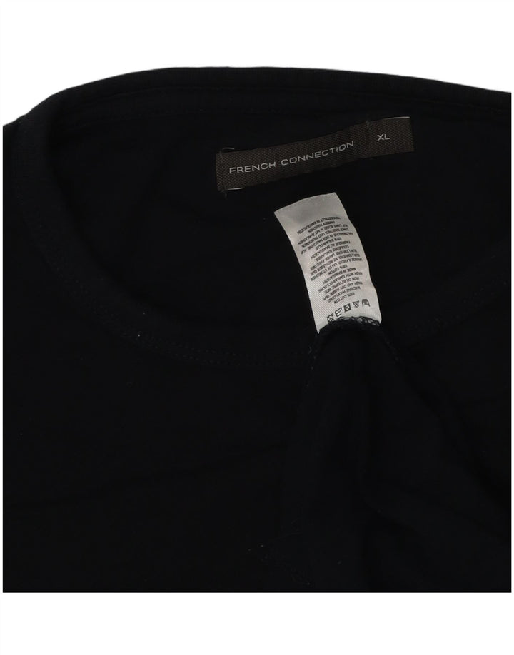 French Connection Mens Top Manga Longa XL Azul Marinho Algodão