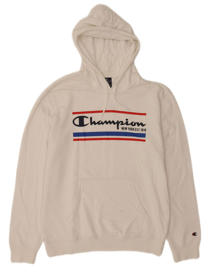 Jumper com capuz gráfico masculino Champion grande branco