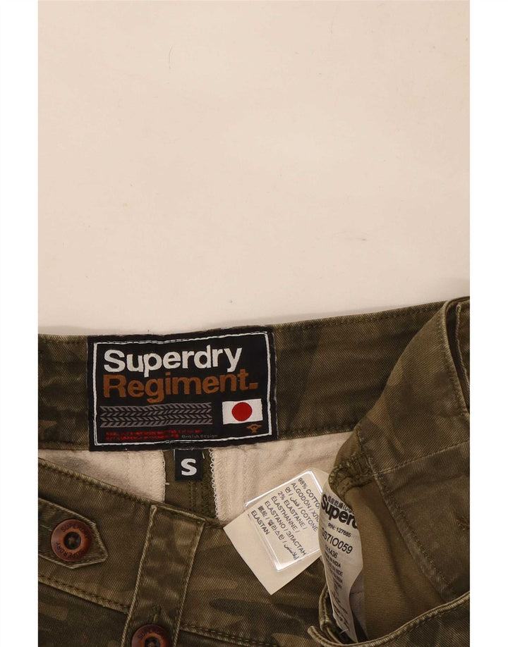 Shorts cargo feminino Superdry pequeno W30 cáqui camuflado algodão