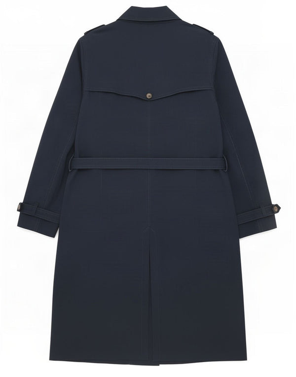 Casaco impermeável feminino Marks & Spencer Reino Unido 16 grande algodão azul marinho