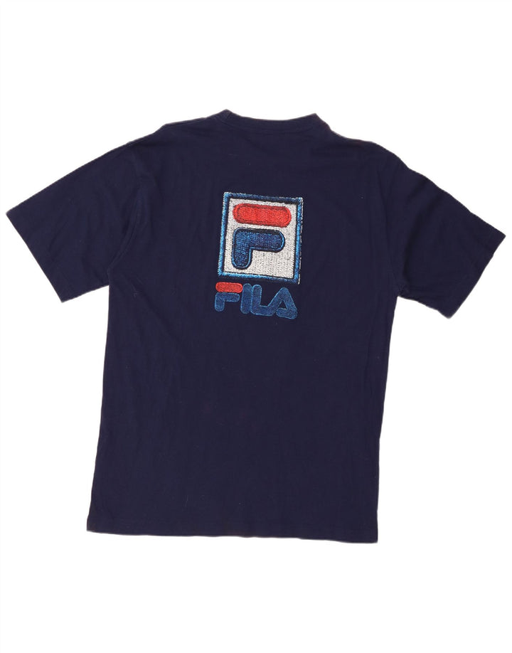 Camiseta masculina gráfica FILA Top médio algodão azul marinho