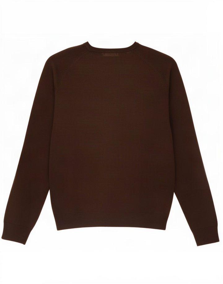 Suéter masculino Marks & Spencer com decote em V grande acrílico marrom