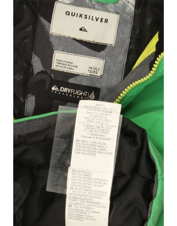 Jaqueta corta-vento com capuz para meninos QUIKSILVER 13-14 anos XL verde nylon