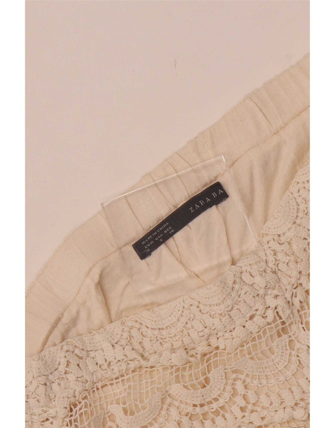 Calça feminina de crochê Zara pequena W26 off white