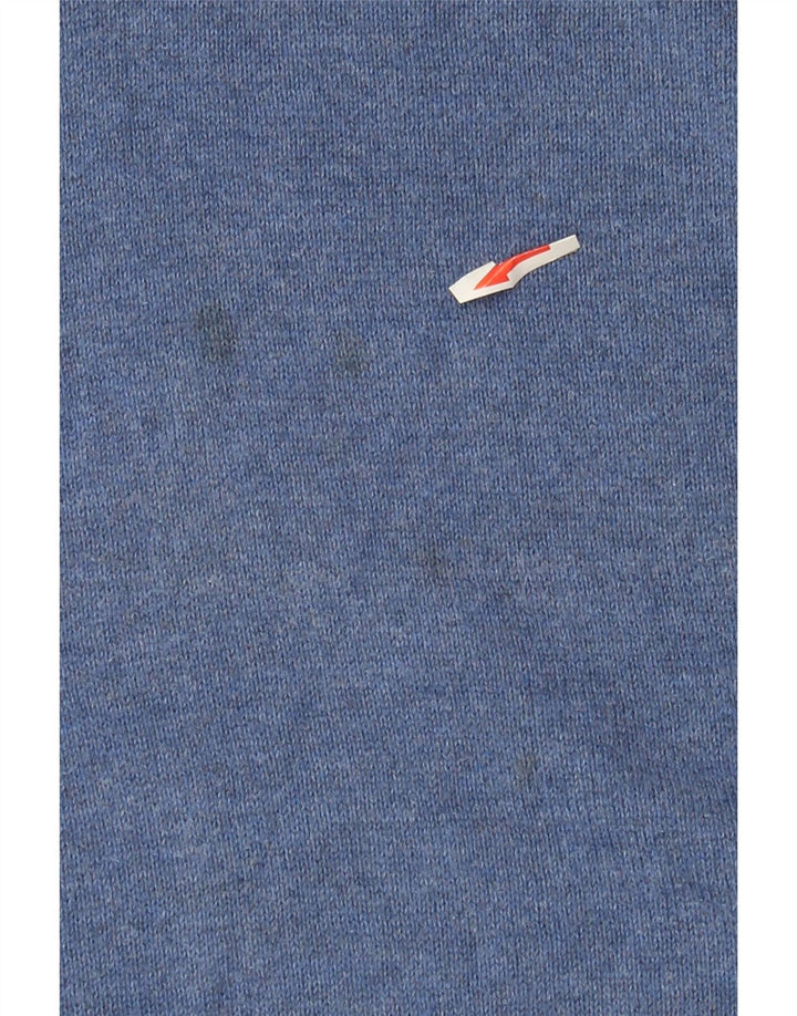 Suéter masculino Marks & Spencer com decote em V de algodão azul médio