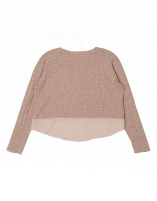 Suéter feminino Marks & Spencer com gola canoa Reino Unido 18 XL bege colorblock