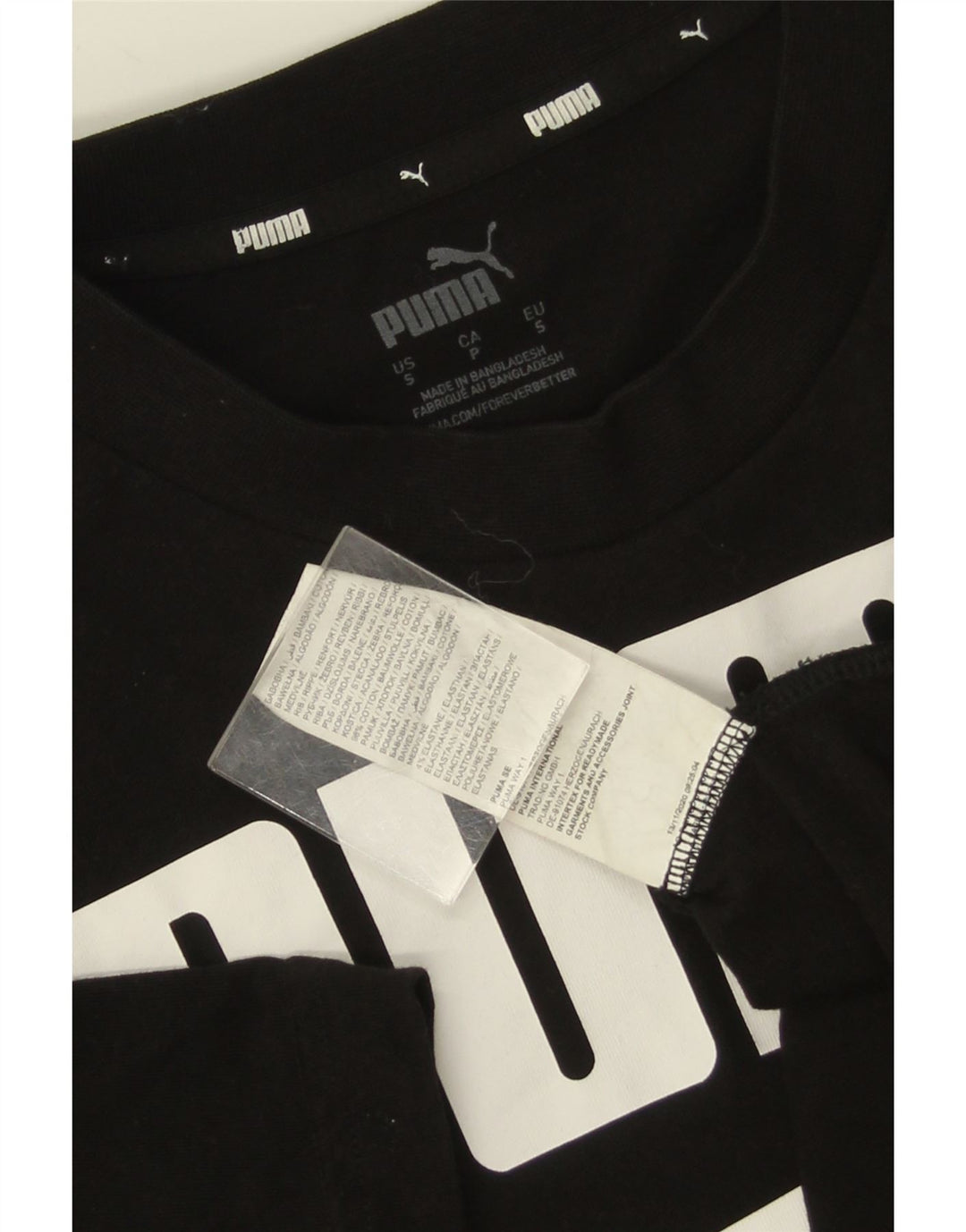 Puma Mens Graphic T-Shirt Top Pequeno Algodão Preto