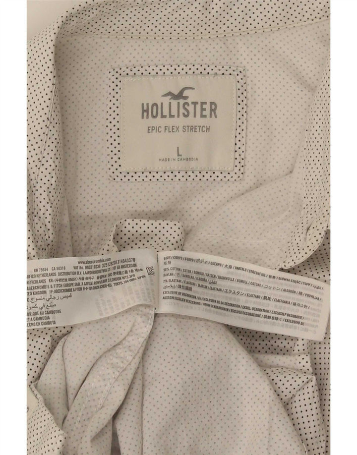 Camisa masculina Hollister grande algodão manchado branco