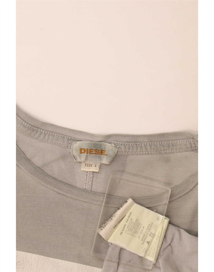 Diesel Camiseta masculina gráfica Top grande algodão cinza