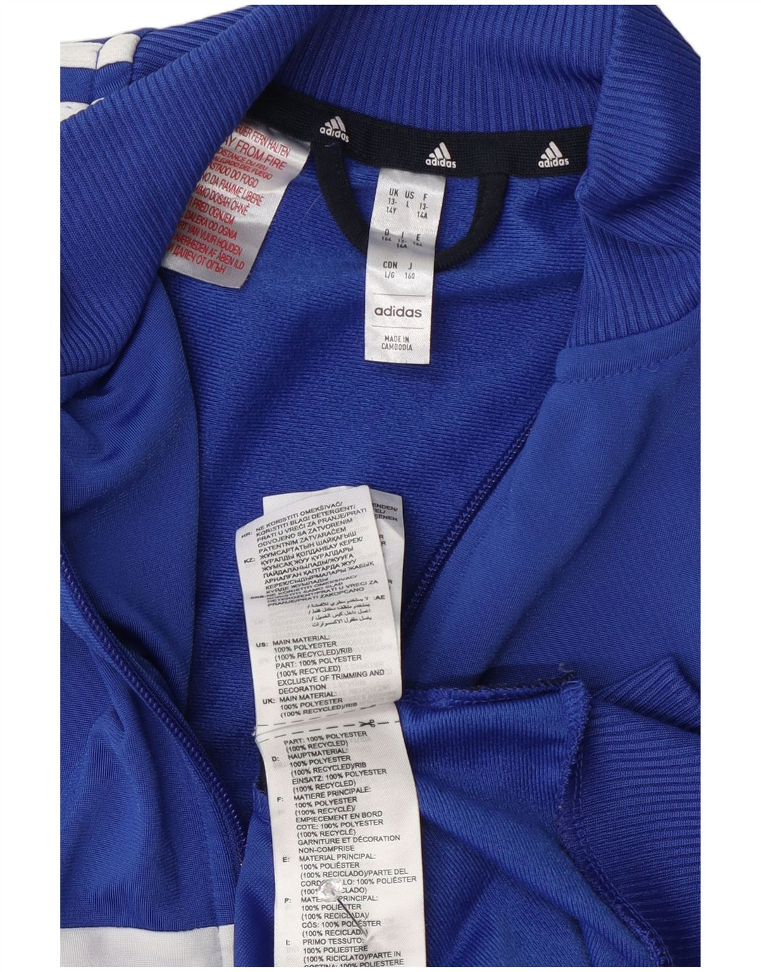Jaqueta Adidas Meninos Treino Top 13-14 Anos Azul Colorblock Poliéster