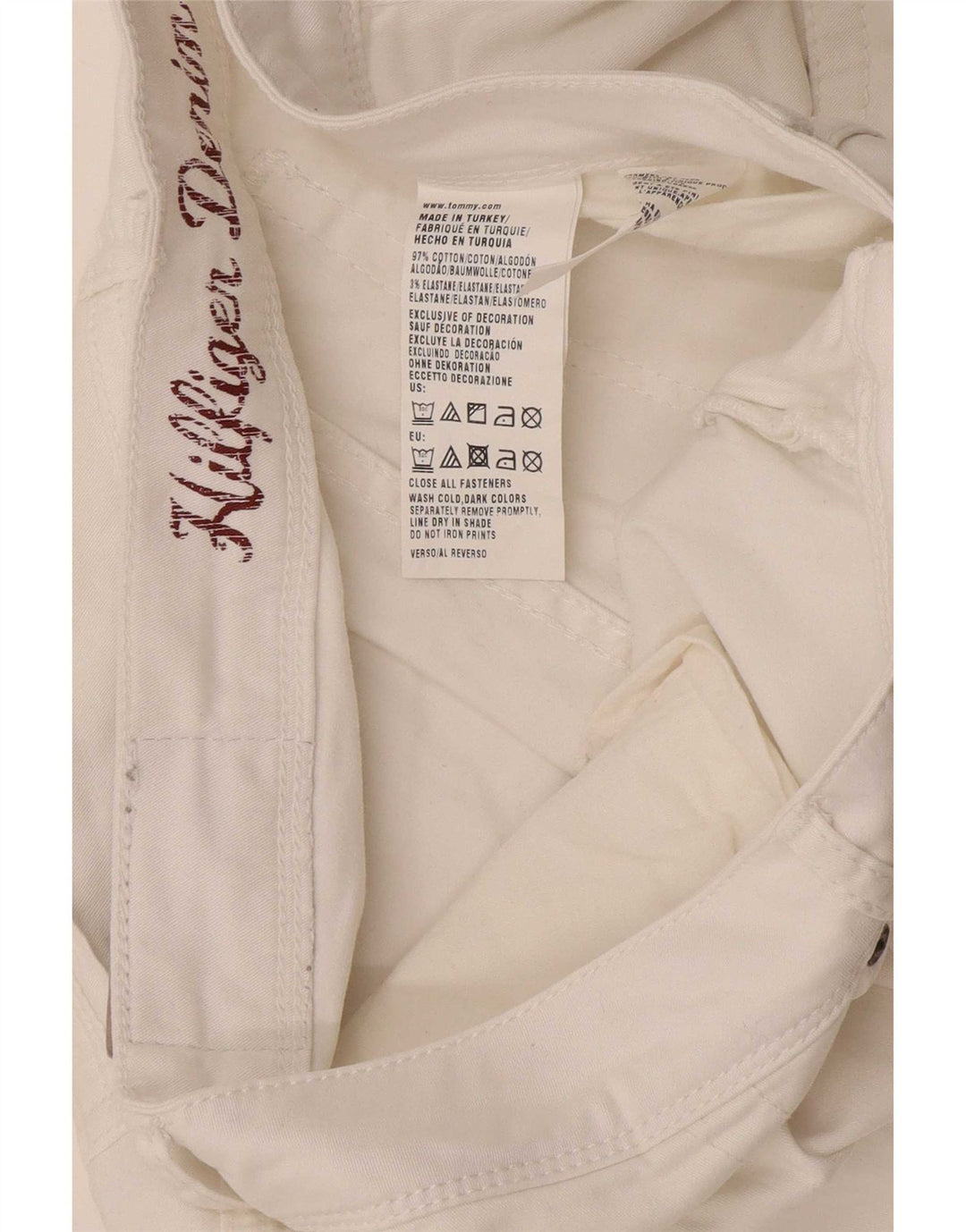 Tommy Hilfiger Masculino Slim Jeans W34 L34 Algodão Branco