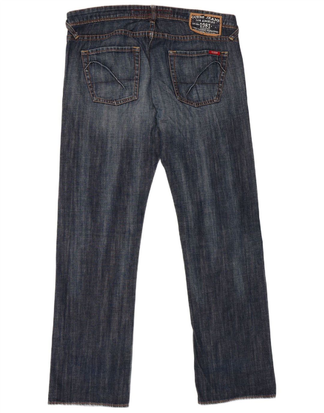Guess Mens Straight Jeans W38 L34 Azul Algodão