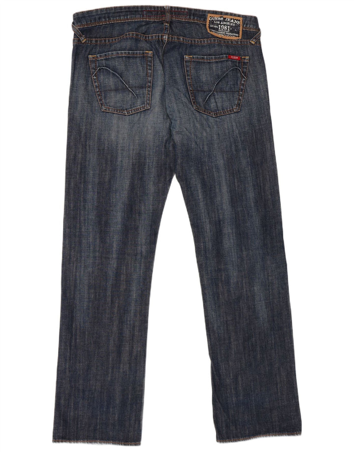 Guess Mens Straight Jeans W38 L34 Azul Algodão