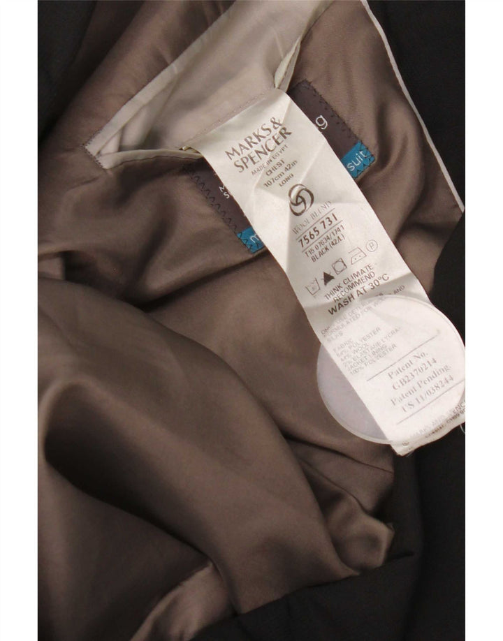 Jaqueta blazer masculina de 3 botões Marks & Spencer Reino Unido 42 grande poliéster preto