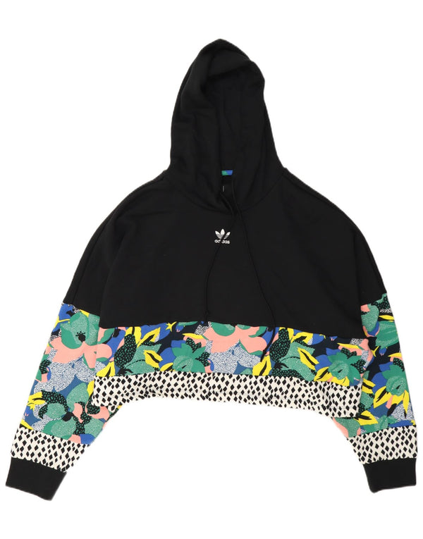 Adidas Womens Her Graphic Oversized Hoodie Jumper Reino Unido 14 Médio Preto Floral