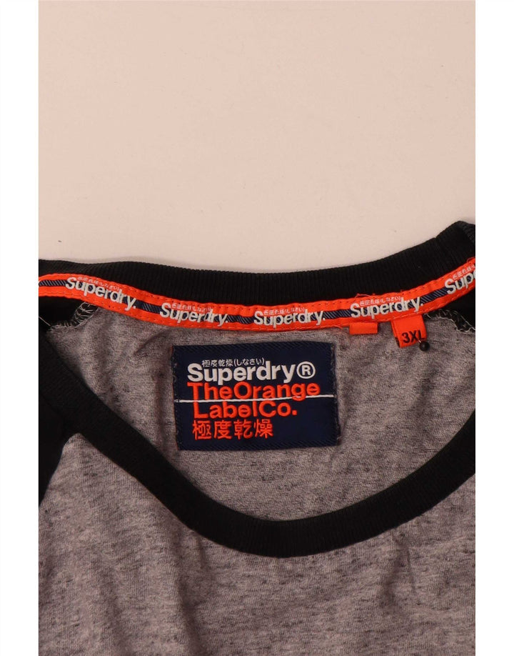 Top masculino Superdry manga comprida 3XL algodão colorblock cinza