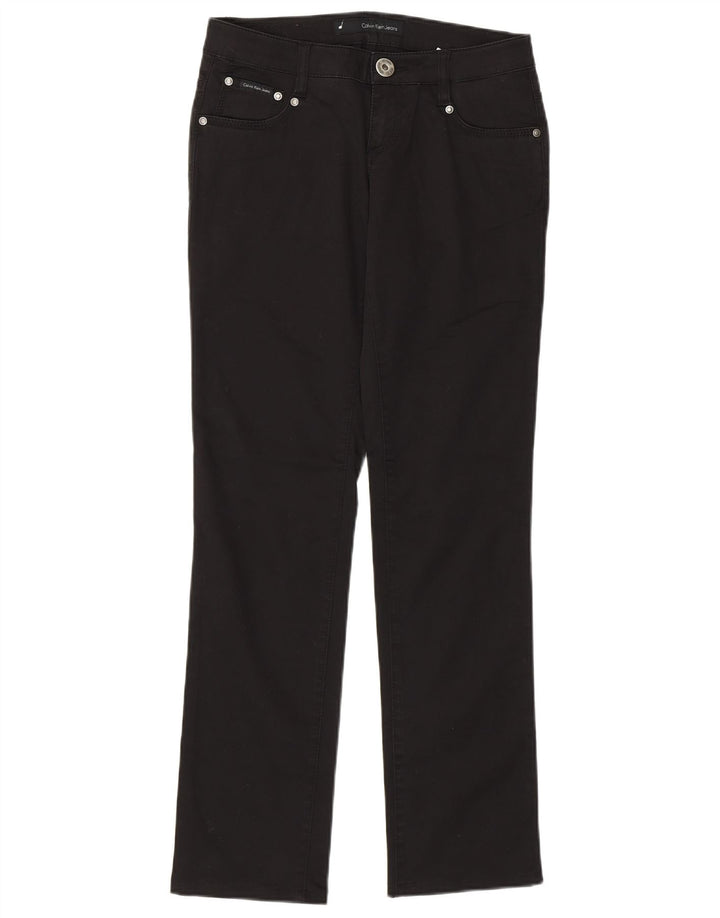 Calça jeans feminina Calvin Klein cintura baixa reta W26 L29 algodão preto