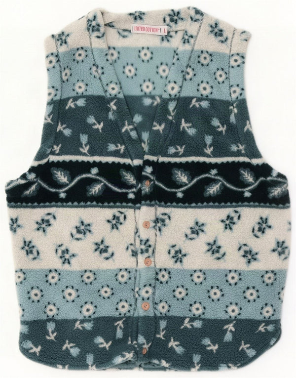 Benetton Mens Fleece Gilet UK 40 Grande Poliéster Floral Azul